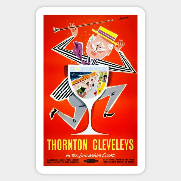 Vintage Travel Poster England Thornton Cleveleys Sticker by vintagetreasure